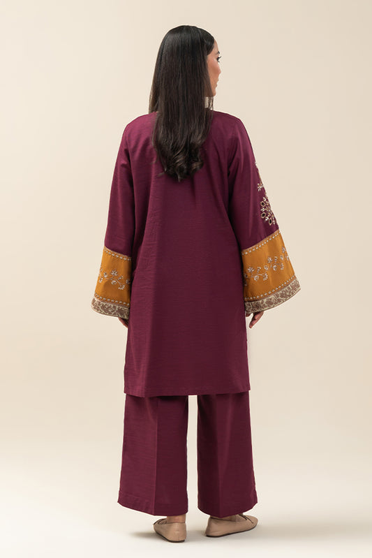 2 PIECE EMBROIDERED SLUB KHADDAR SUIT (PRET)