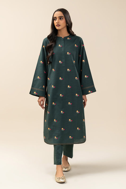 2 PIECE EMBROIDERED SLUB KHADDAR SUIT (PRET)