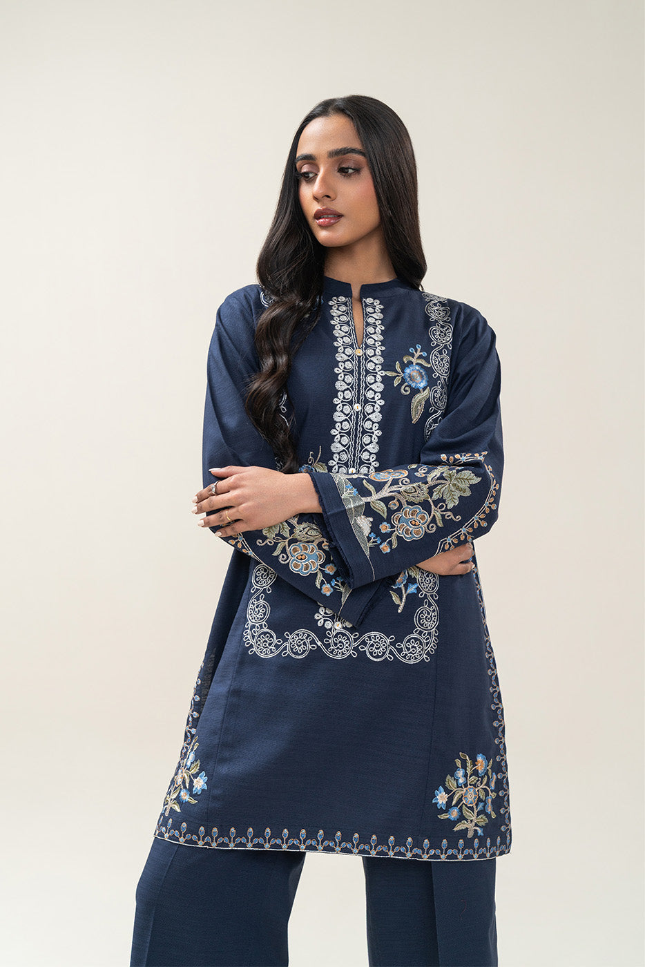 2 PIECE EMBROIDERED SLUB KHADDAR SUIT (PRET)