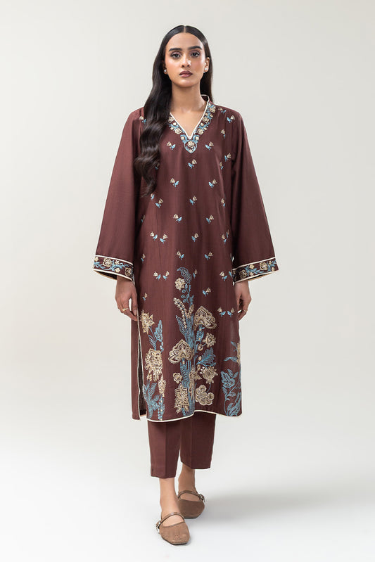 2 PIECE EMBROIDERED SLUB KHADDAR SUIT (PRET)