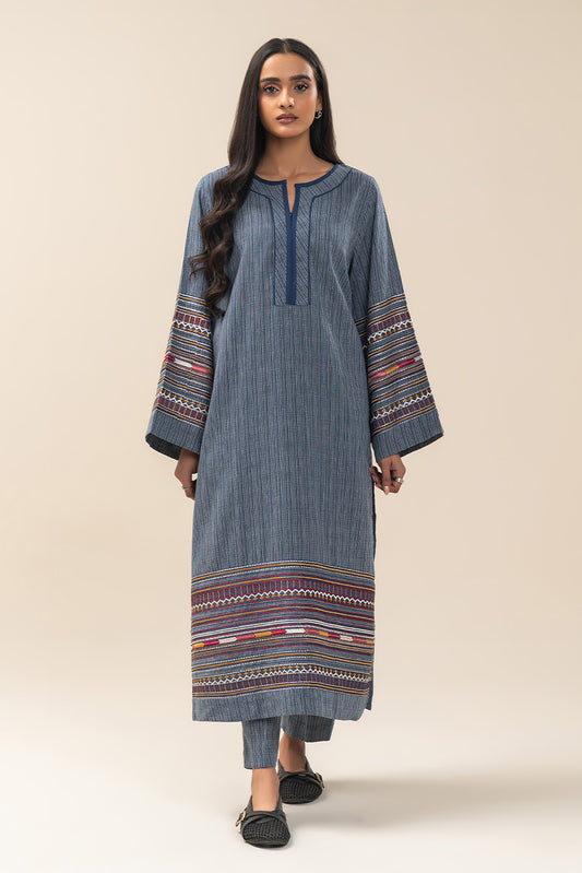 2 PIECE EMBROIDERED DOBBY SUIT (PRET)