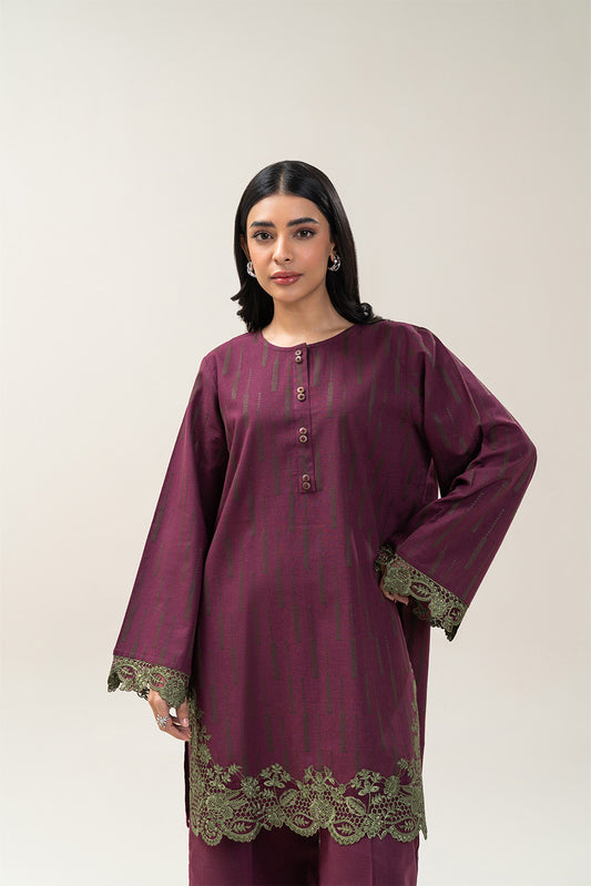 2 PIECE EMBROIDERED KHADDAR JACQUARD SUIT (PRET)