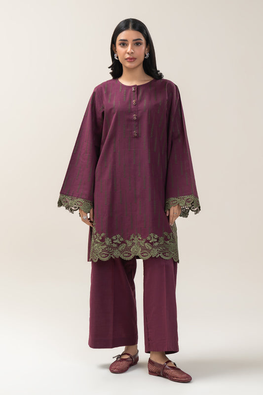 2 PIECE EMBROIDERED KHADDAR JACQUARD SUIT (PRET)