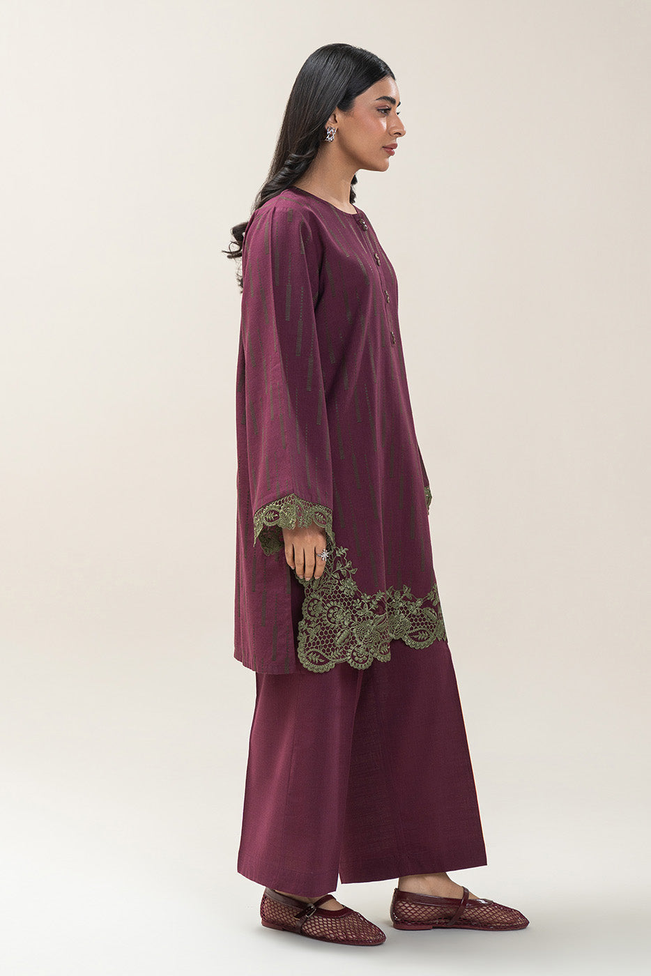 2 PIECE EMBROIDERED KHADDAR JACQUARD SUIT (PRET)