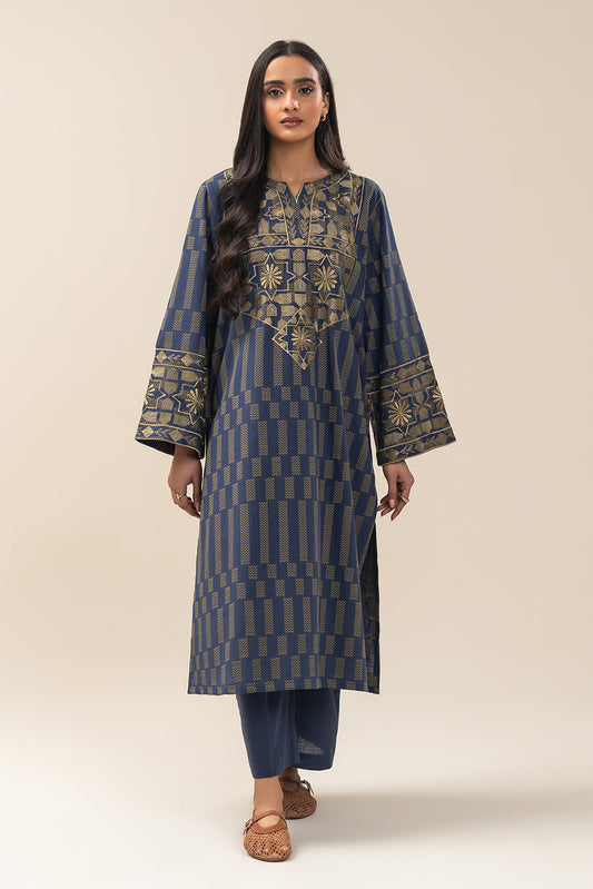 2 PIECE EMBROIDERED KHADDAR JACQUARD SUIT (PRET)