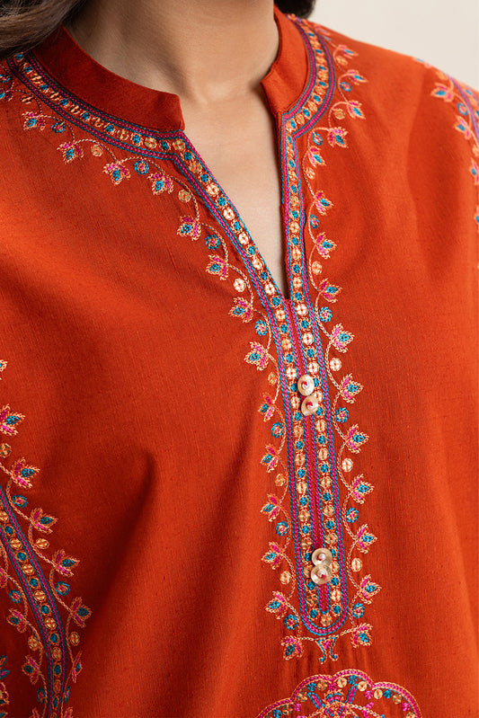 2 PIECE EMBROIDERED KARANDI SUIT (PRET)