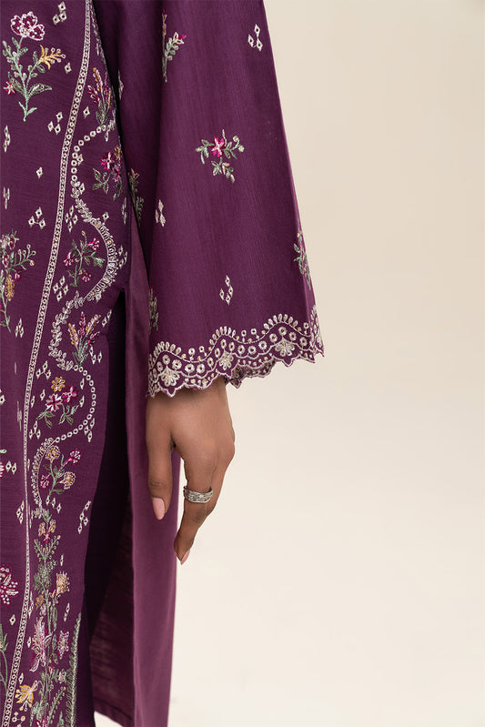 3 PIECE EMBROIDERED SLUB KHADDAR SUIT (PRET)