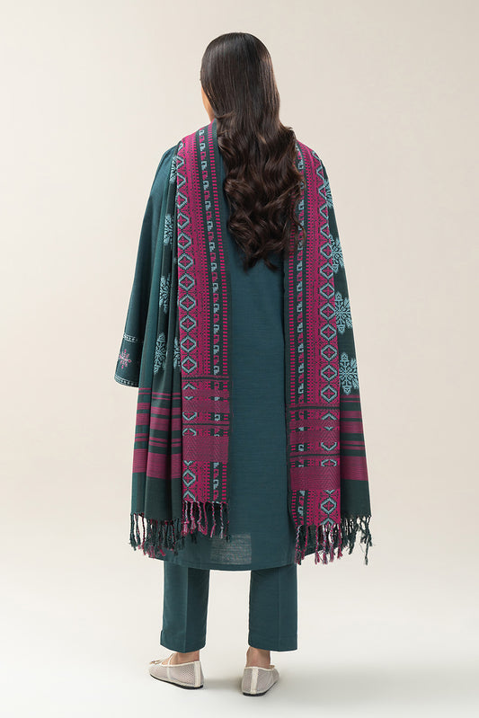 3 PIECE EMBROIDERED SLUB KHADDAR SUIT (PRET)