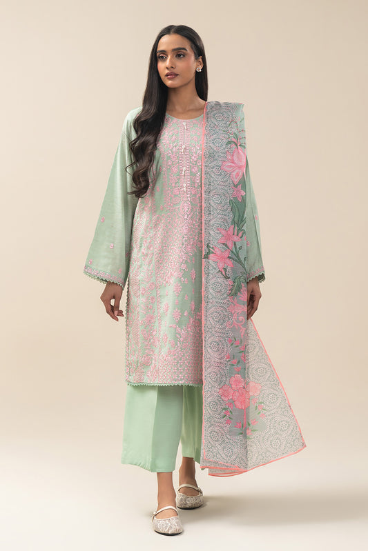 3 PIECE EMBROIDERED GOLD ZARI SUIT (PRET)