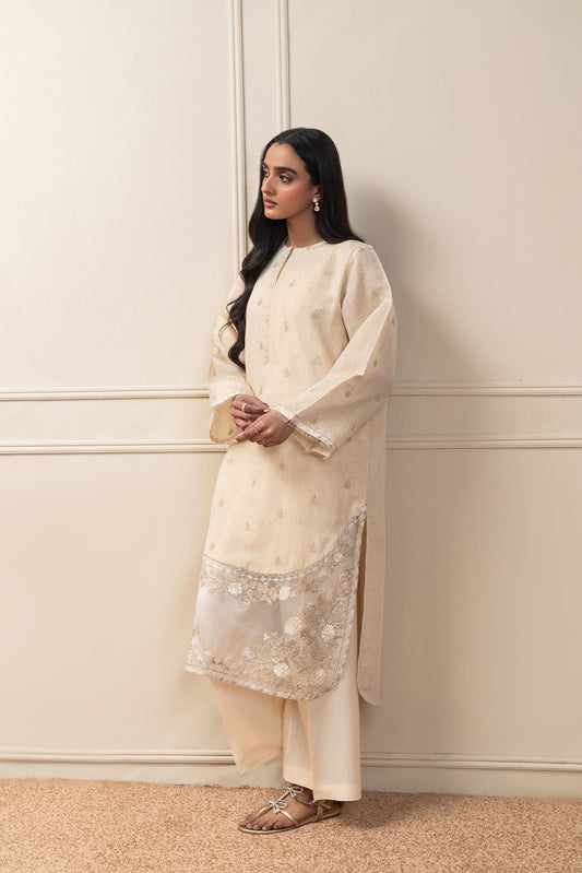 2 PIECE EMBROIDERED GOLD ZARI SUIT (PRET)