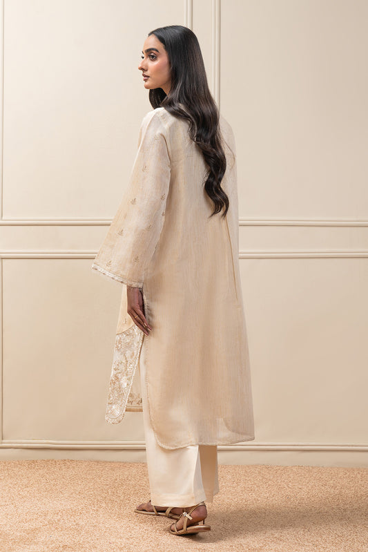 2 PIECE EMBROIDERED GOLD ZARI SUIT (PRET)