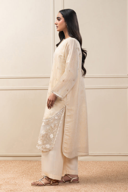 2 PIECE EMBROIDERED GOLD ZARI SUIT (PRET)