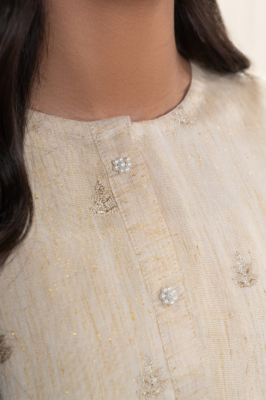 2 PIECE EMBROIDERED GOLD ZARI SUIT (PRET)