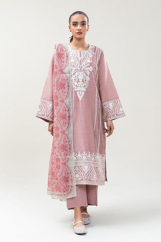 3 PIECE EMBROIDERED GOLD ZARI SUIT (PRET)