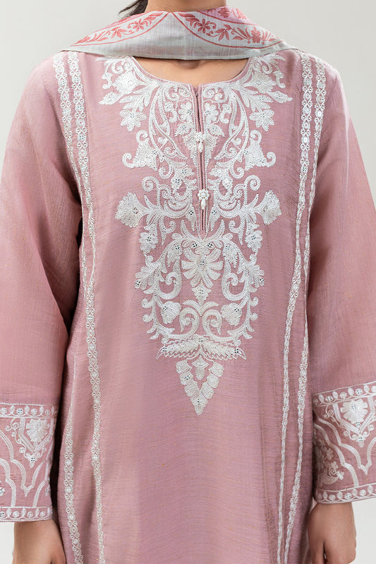 3 PIECE EMBROIDERED GOLD ZARI SUIT (PRET)