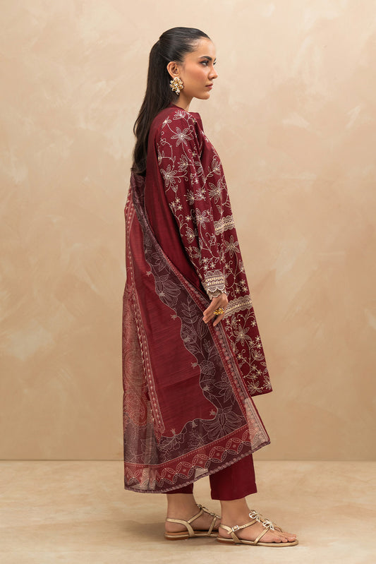 3 PIECE EMBROIDERED TWO TONE SUIT (PRET)