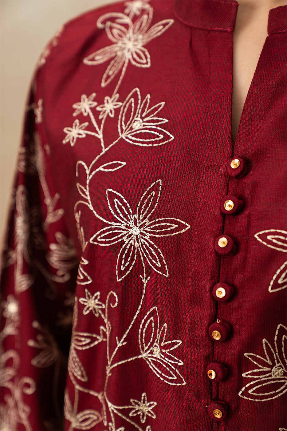 3 PIECE EMBROIDERED TWO TONE SUIT (PRET)