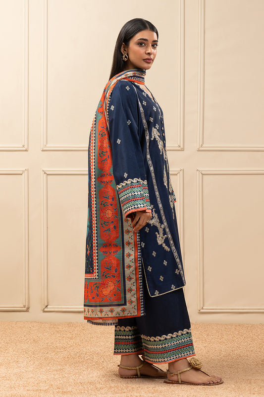 3 PIECE EMBROIDERED BROCHIA SUIT (PRET)