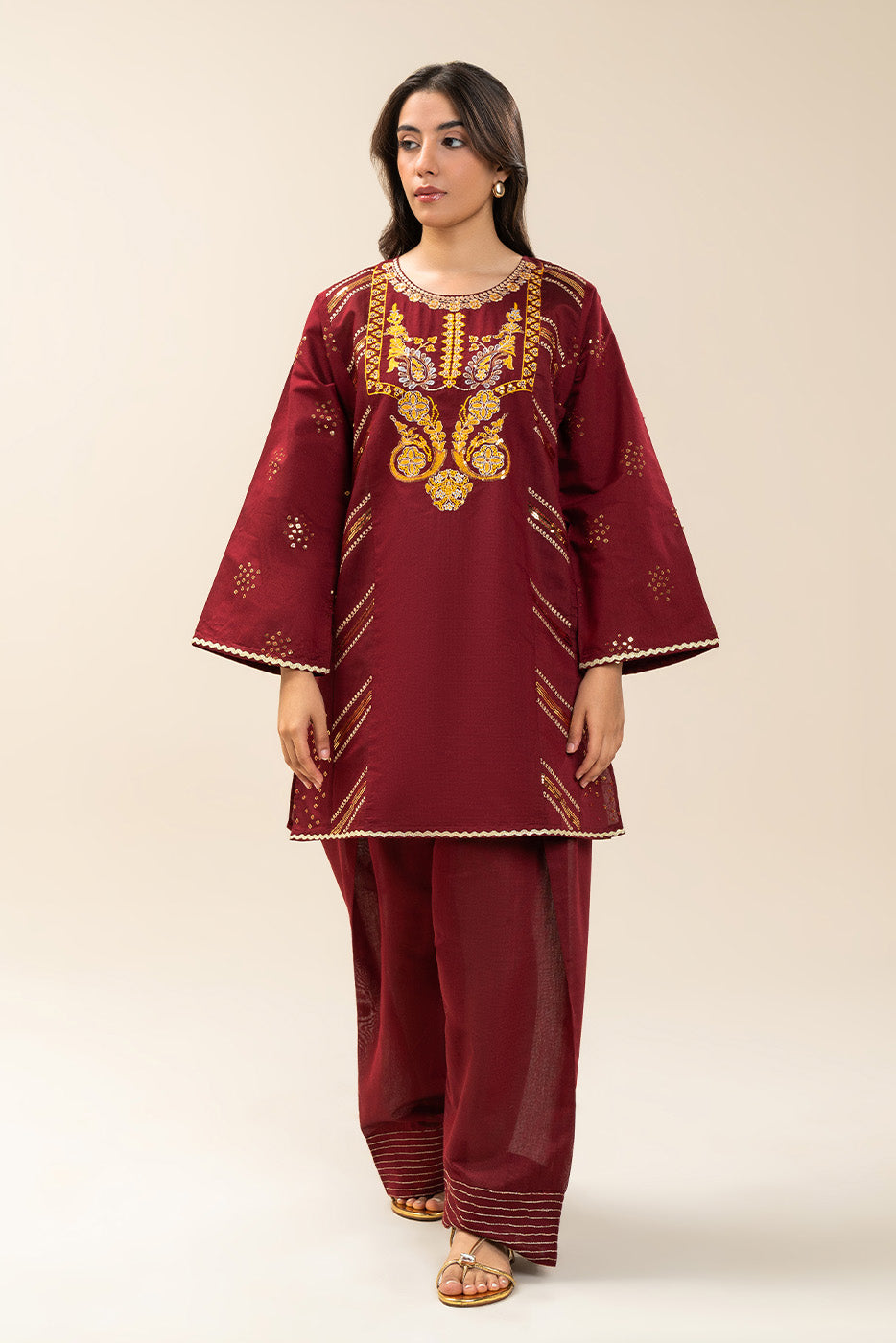 2 PIECE EMBROIDERED DYED SUIT (PRET)