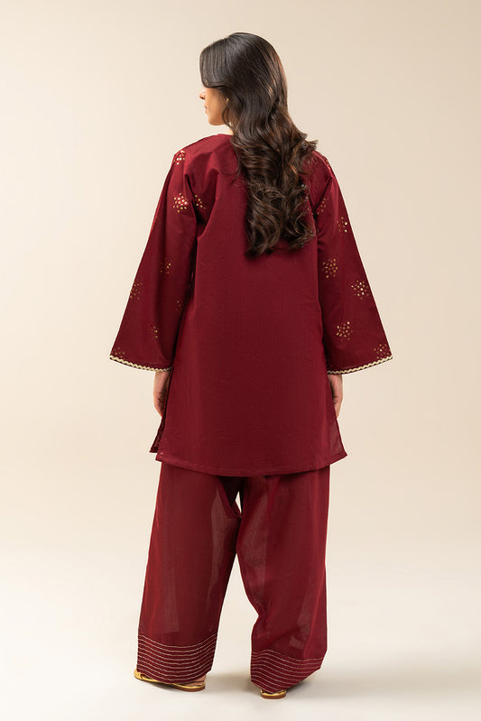 2 PIECE EMBROIDERED DYED SUIT (PRET)