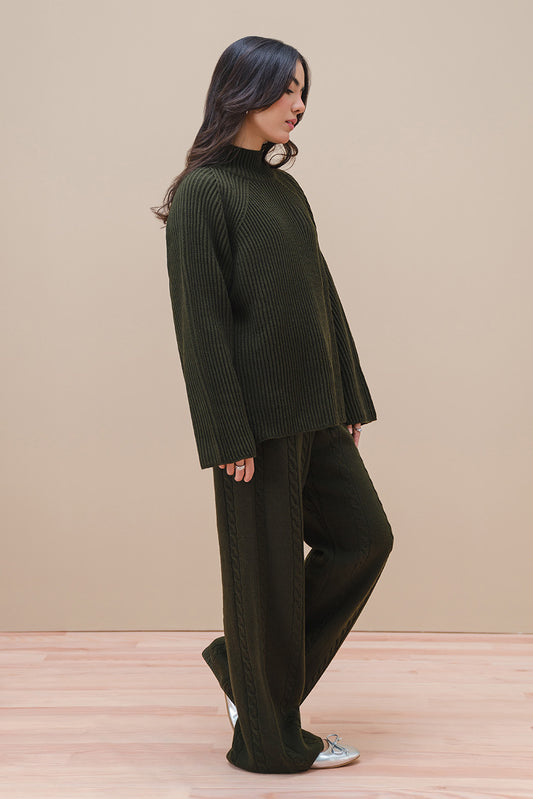 CHUNKY KNIT MOCK NECK PULLOVER