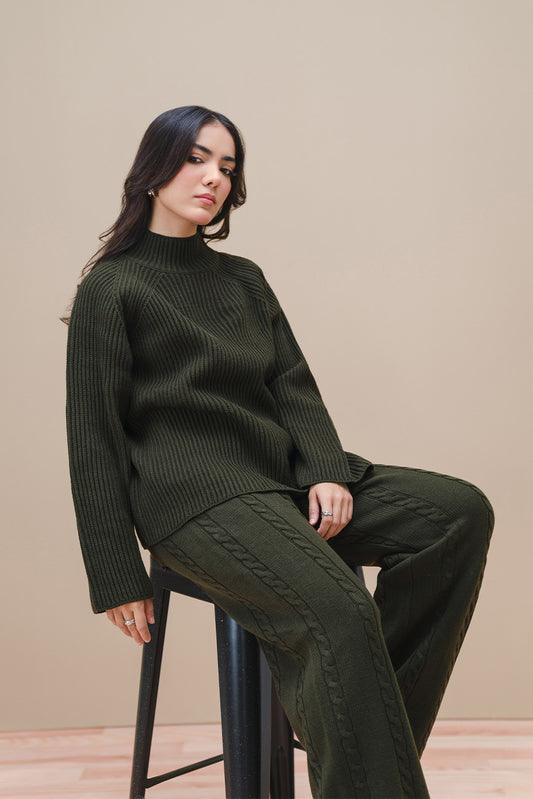 CHUNKY KNIT MOCK NECK PULLOVER
