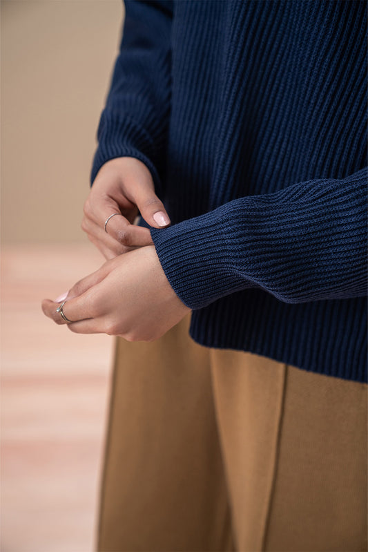 RIBBED-KNIT PULLOVER