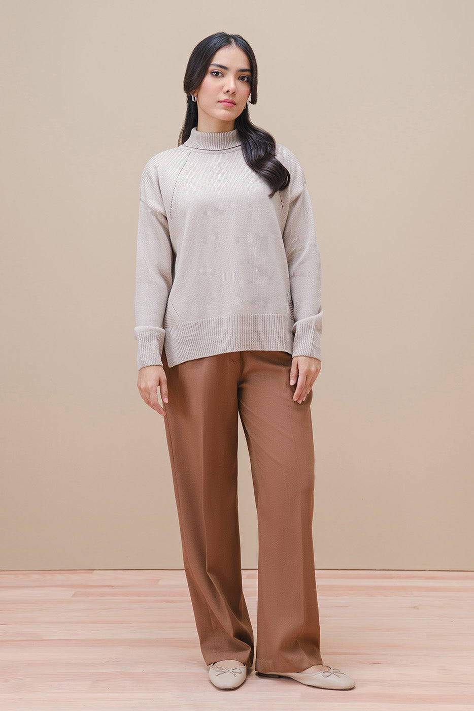 DROP NEEDLE MOCK NECK PULLOVER