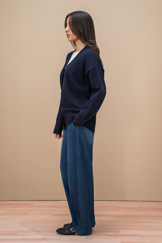 V-NECK LOOSE FIT CARDIGAN