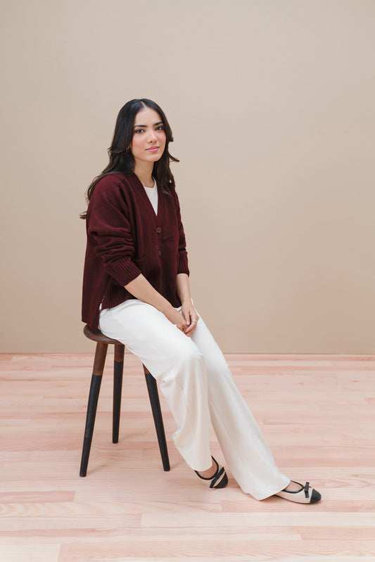 V-NECK CROPPED CARDIGAN