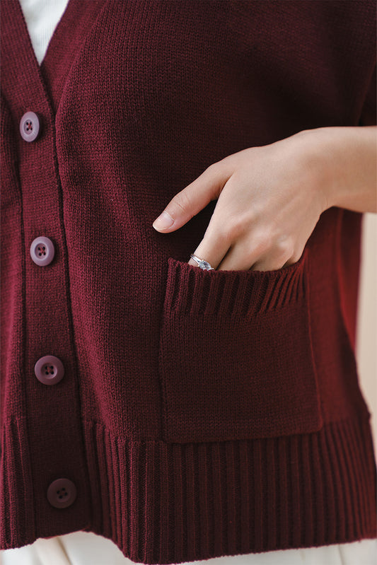 V-NECK CROPPED CARDIGAN
