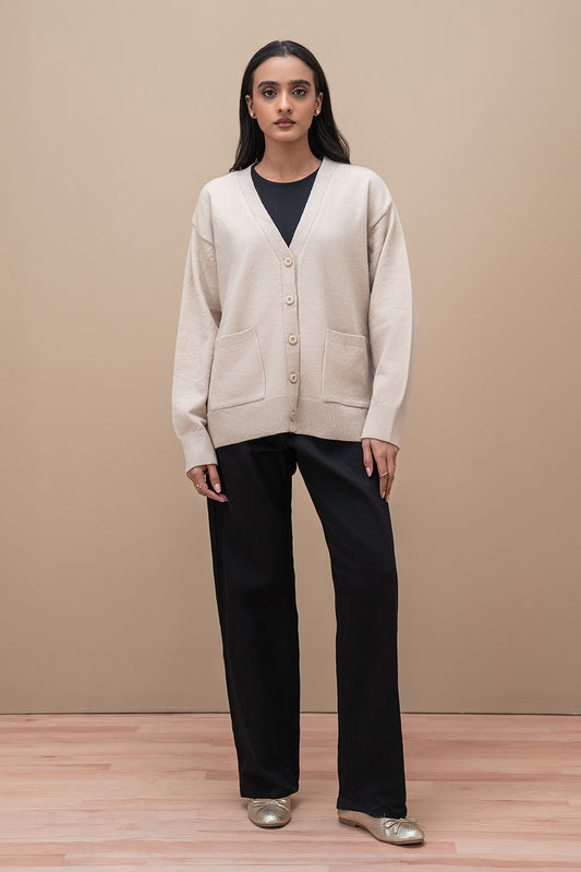 V-NECK LOOSE FIT CARDIGAN