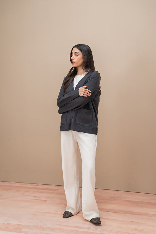 V-NECK LOOSE FIT CARDIGAN
