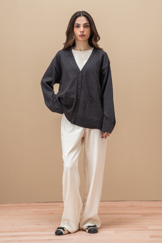 V-NECK LOOSE FIT CARDIGAN
