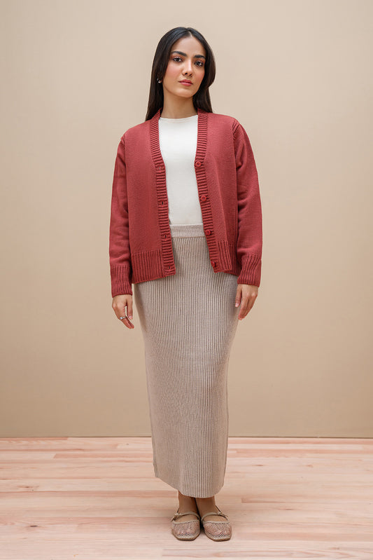 CROPPED V NECK CARDIGAN