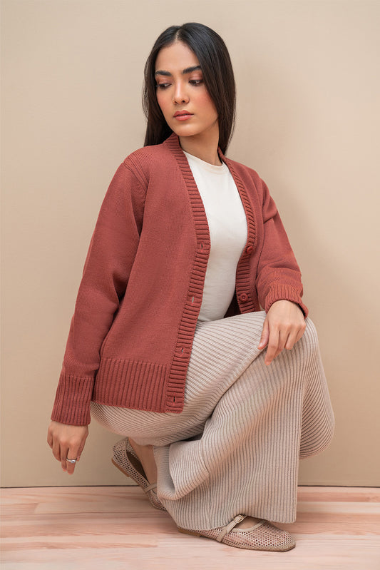 CROPPED V NECK CARDIGAN