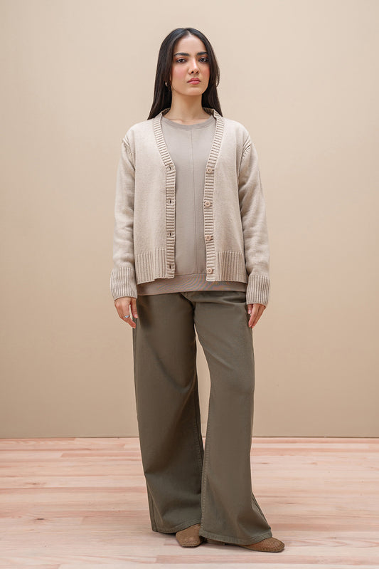 CROPPED V NECK CARDIGAN