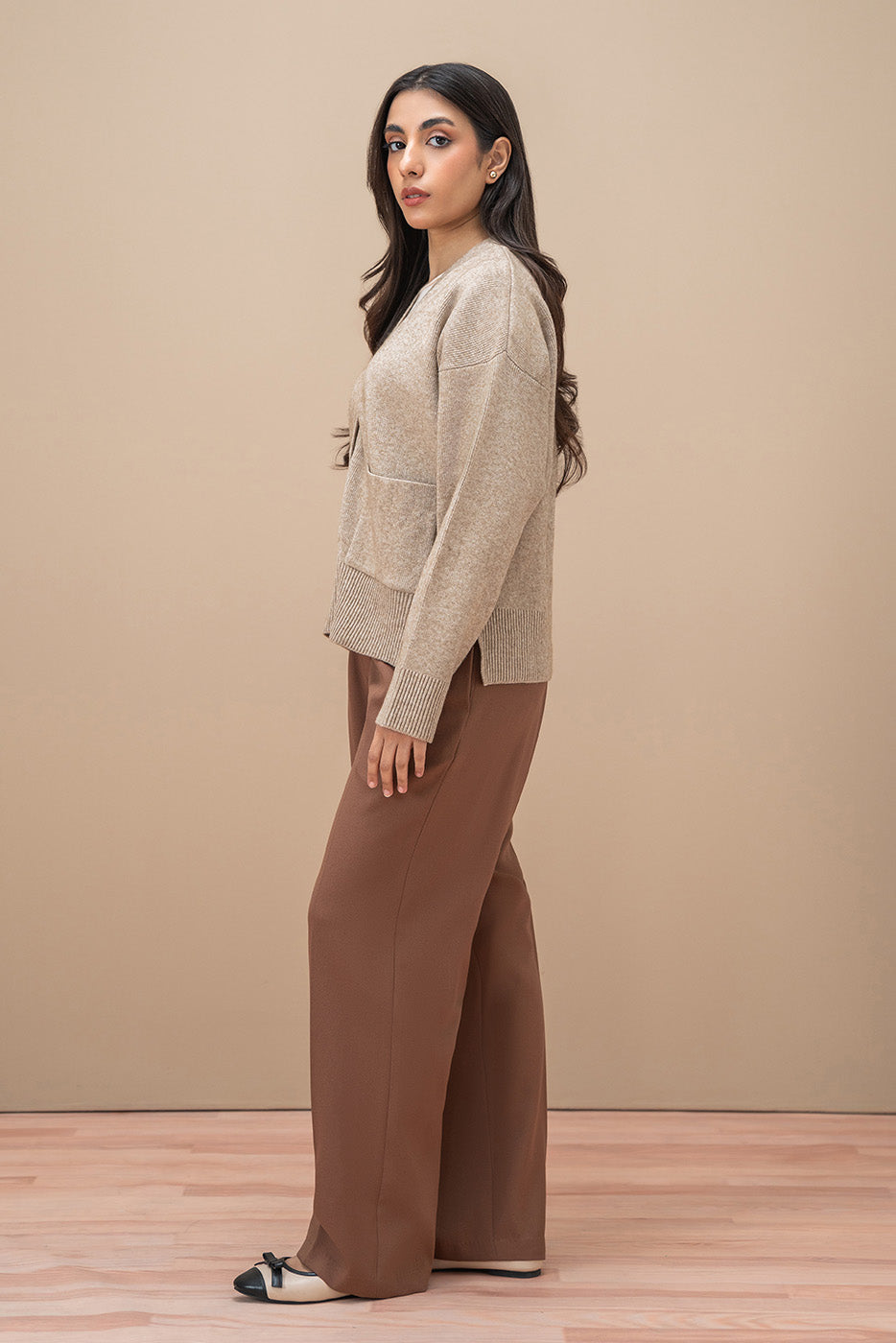 SIDE SLIT V-NECK CARDIGAN