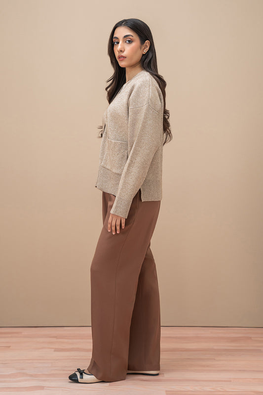 SIDE SLIT V-NECK CARDIGAN