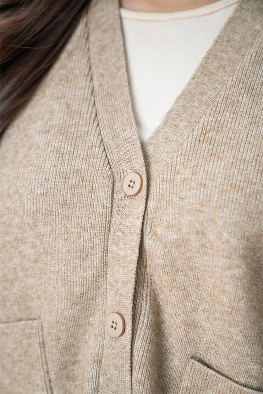 SIDE SLIT V-NECK CARDIGAN