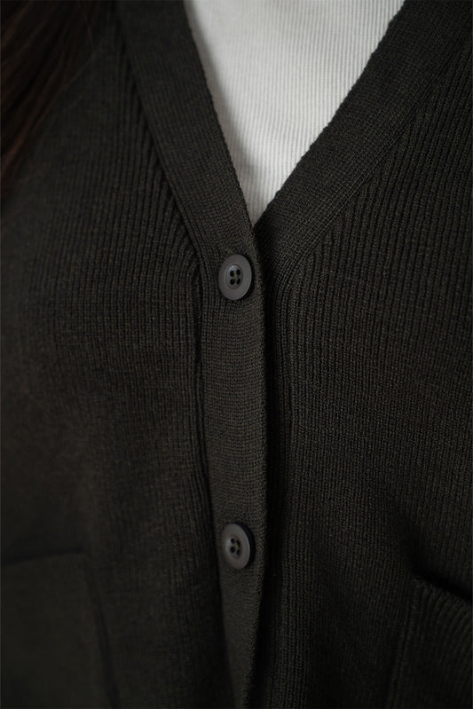 SIDE SLIT V-NECK CARDIGAN