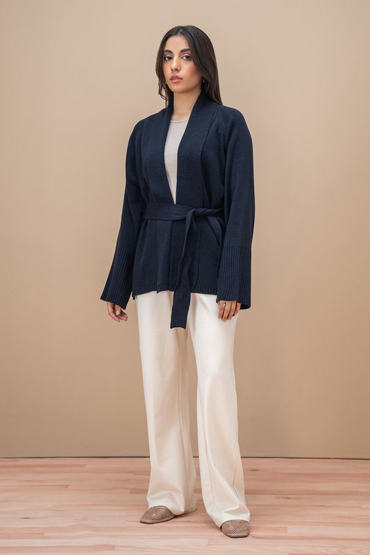 SHAWL COLLAR BELT SHRUG