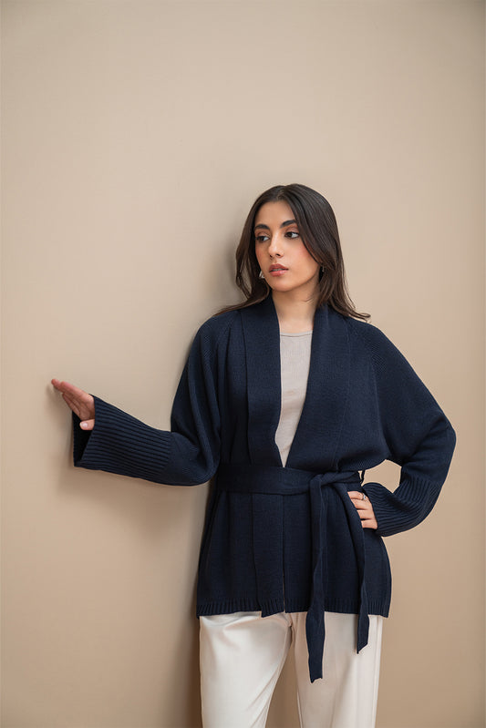 SHAWL COLLAR BELT SHRUG