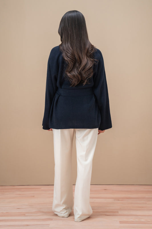 SHAWL COLLAR BELT SHRUG