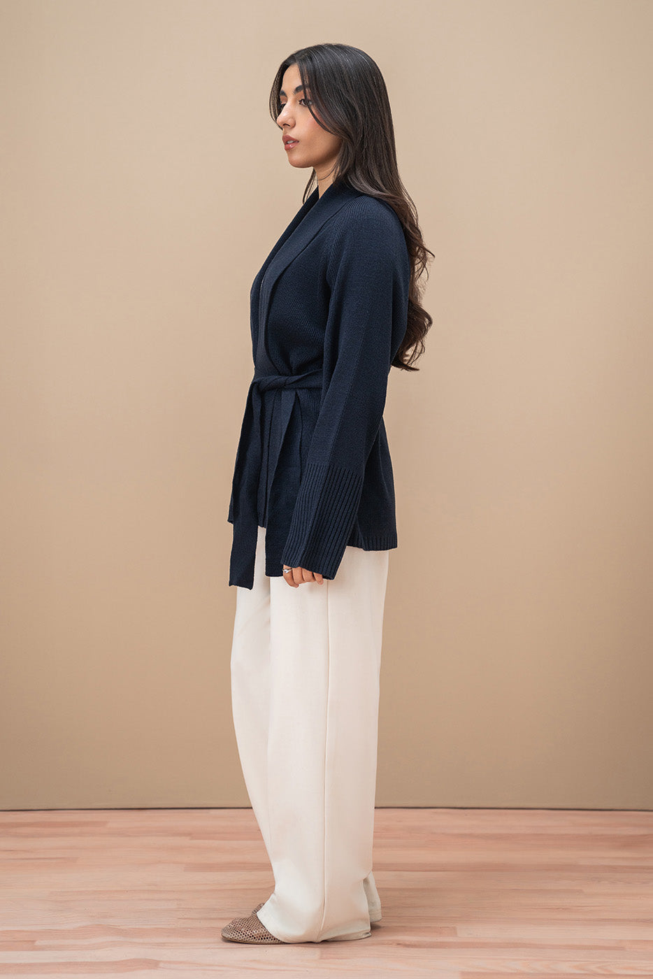 SHAWL COLLAR BELT SHRUG