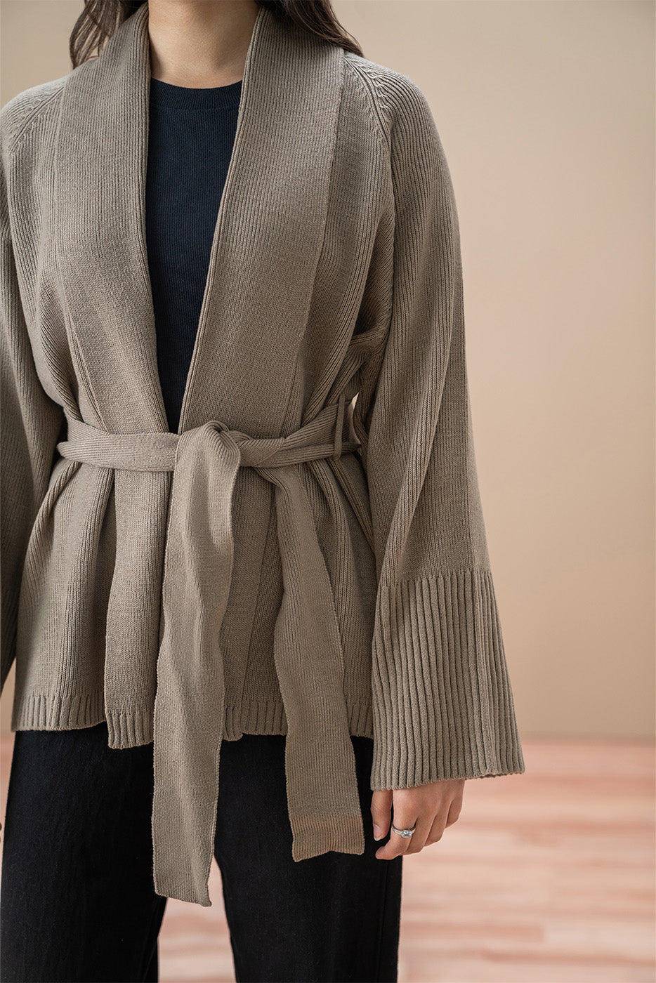 SHAWL COLLAR BELT SHRUG