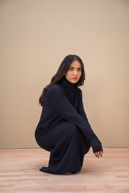 LONG MOCK NECK DRESS