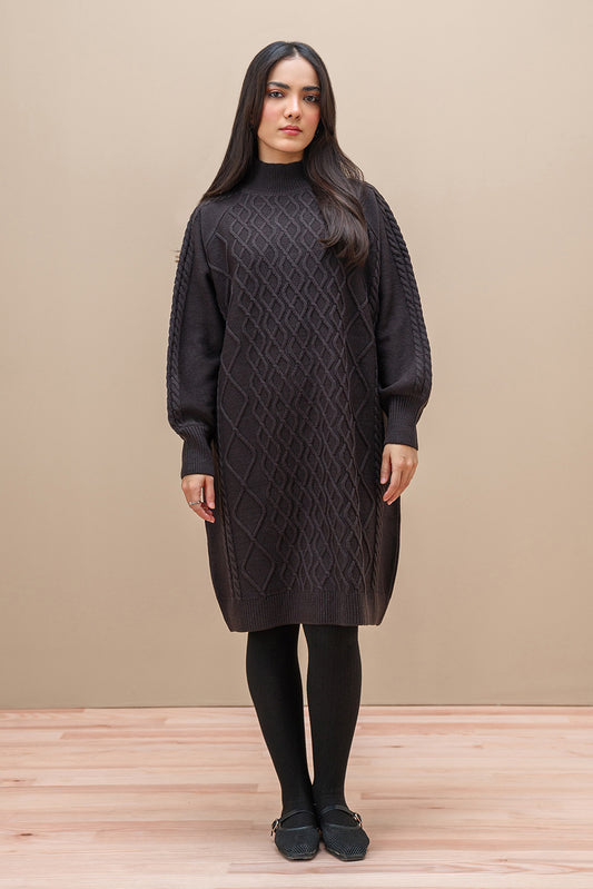 MOCK NECK BALLOON SLEEVE DRESS