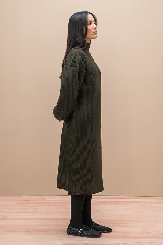 MOCK NECK BALLOON SLEEVE DRESS