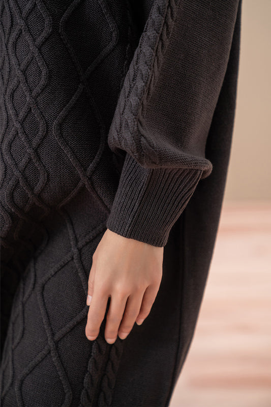 MOCK NECK BALLOON SLEEVE DRESS